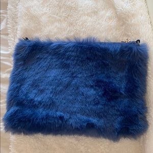 Faux blue fur bag